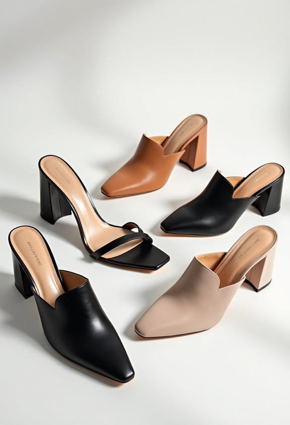 comfortable block heel mules