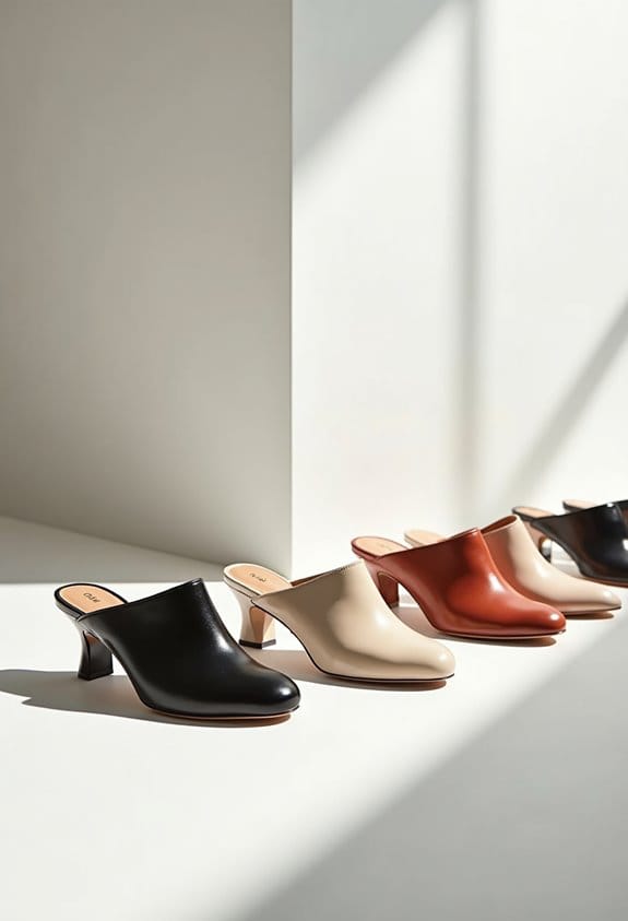 wide width low heel mules